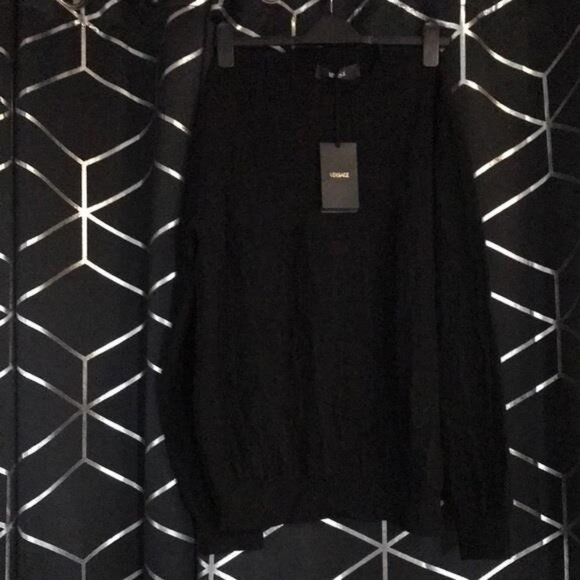 New Authentic Versace Crocodile Jacquard Wool Crew – Black size 50 - Picture 14 of 15